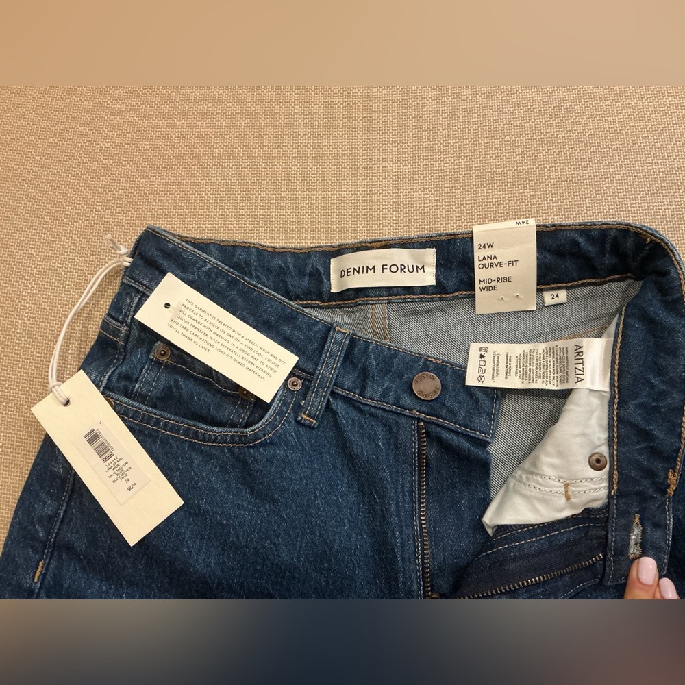 Aritzia Denim Forum Lana Curve Fit Mid Rise Dark Blue Jeans